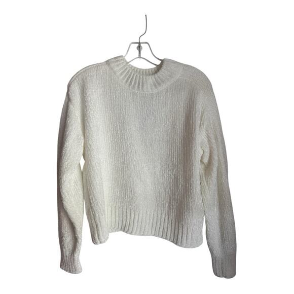 NWT Industry Republic Chenille Crop Sweater In Ivory - Picture 1 of 6